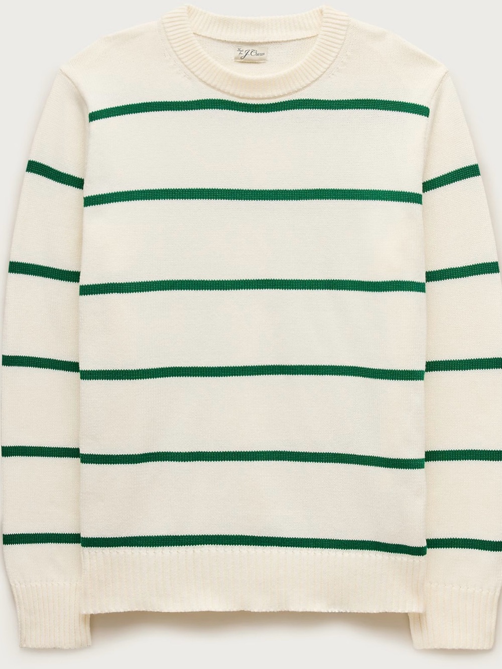 J. CREW Heritage cotton sweater in green stripe Size S New $118 CQ892